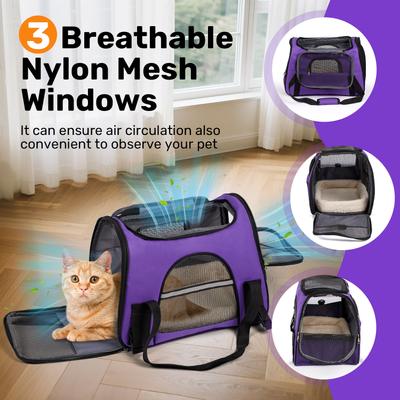 Show full view: Niubya Soft-Sided Washable Airline-Approved Dog & Cat Carrier, Purple, 16-in slide 3 of 9