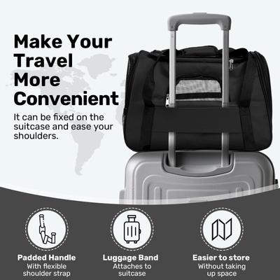 Show full view: Niubya Soft-Sided Washable Airline-Approved Dog & Cat Carrier, Black, 16-in slide 6 of 9