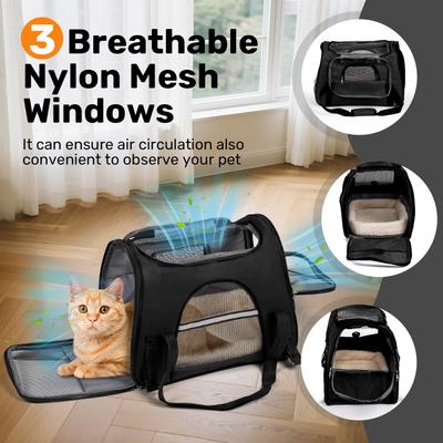 Show full view: Niubya Soft-Sided Washable Airline-Approved Dog & Cat Carrier, Black, 16-in slide 3 of 9