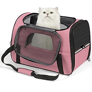 Niubya Soft-Sided Washable Airline-Approved Dog & Cat Carrier, Pink, 16-in