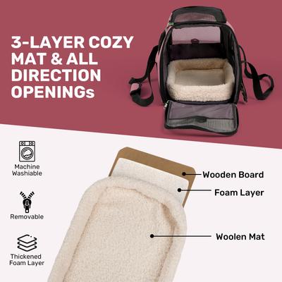 Show full view: Niubya Soft-Sided Washable Airline-Approved Dog & Cat Carrier, Pink, 16-in slide 4 of 9