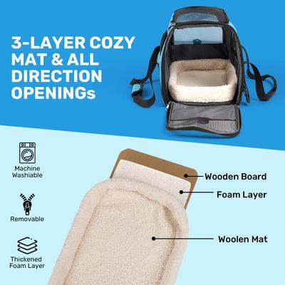 Show full view: Niubya Soft-Sided Washable Airline-Approved Dog & Cat Carrier, Blue, 16-in slide 5 of 9