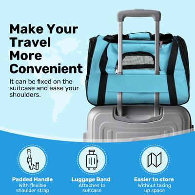 Show full view: Niubya Soft-Sided Washable Airline-Approved Dog & Cat Carrier, Blue, 16-in slide 6 of 9