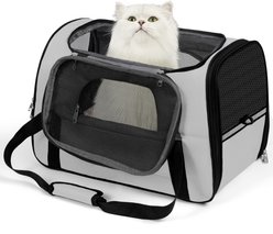 Niubya Soft-Sided Washable Airline-Approved Dog & Cat Carrier, Light Grey, 16-in