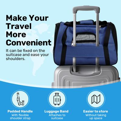 Show full view: Niubya Soft-Sided Washable Airline-Approved Dog & Cat Carrier, Dark Blue, 16-in slide 6 of 9