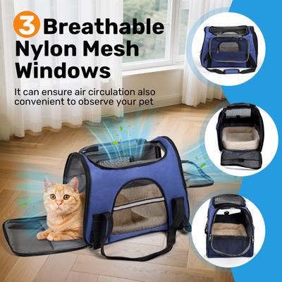 Show full view: Niubya Soft-Sided Washable Airline-Approved Dog & Cat Carrier, Dark Blue, 16-in slide 3 of 9
