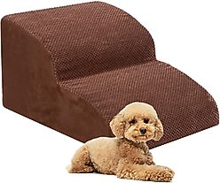 Niubya Extra Wide Foam Dog Stairs, Brown, 2 Steps