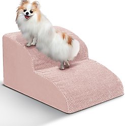 Niubya Extra Wide Foam Dog Stairs, Pink, 2 Steps
