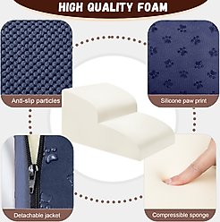 Niubya Extra Wide Foam Dog Stairs, Navy, 2 Steps slide 2 of 6
