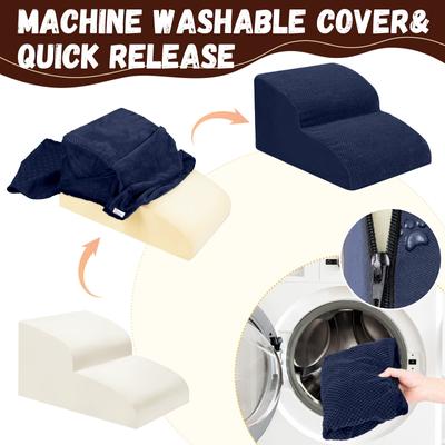 Show full view: Niubya Extra Wide Foam Dog Stairs, Navy, 2 Steps slide 5 of 8