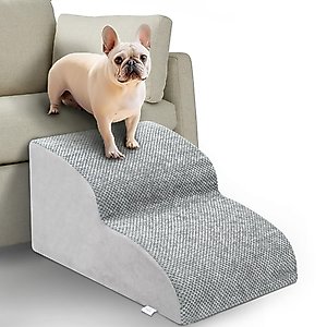 Niubya Extra Wide Foam Dog Stairs, Grey, 2 Steps