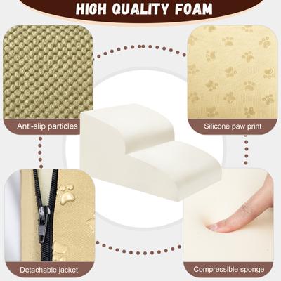 Show full view: Niubya Extra Wide Foam Dog Stairs, Camel, 2 Steps slide 3 of 7