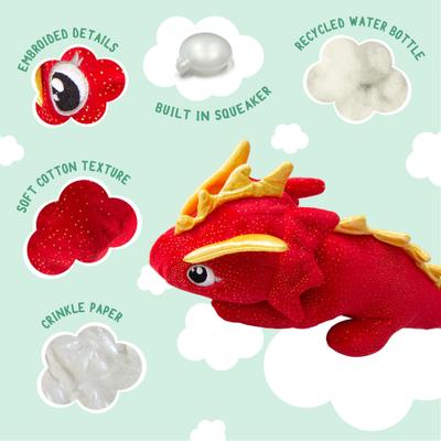 Show full view: Snugarooz Fire the Dragon Squeaky Dog Plush Toy, Red slide 5 of 8