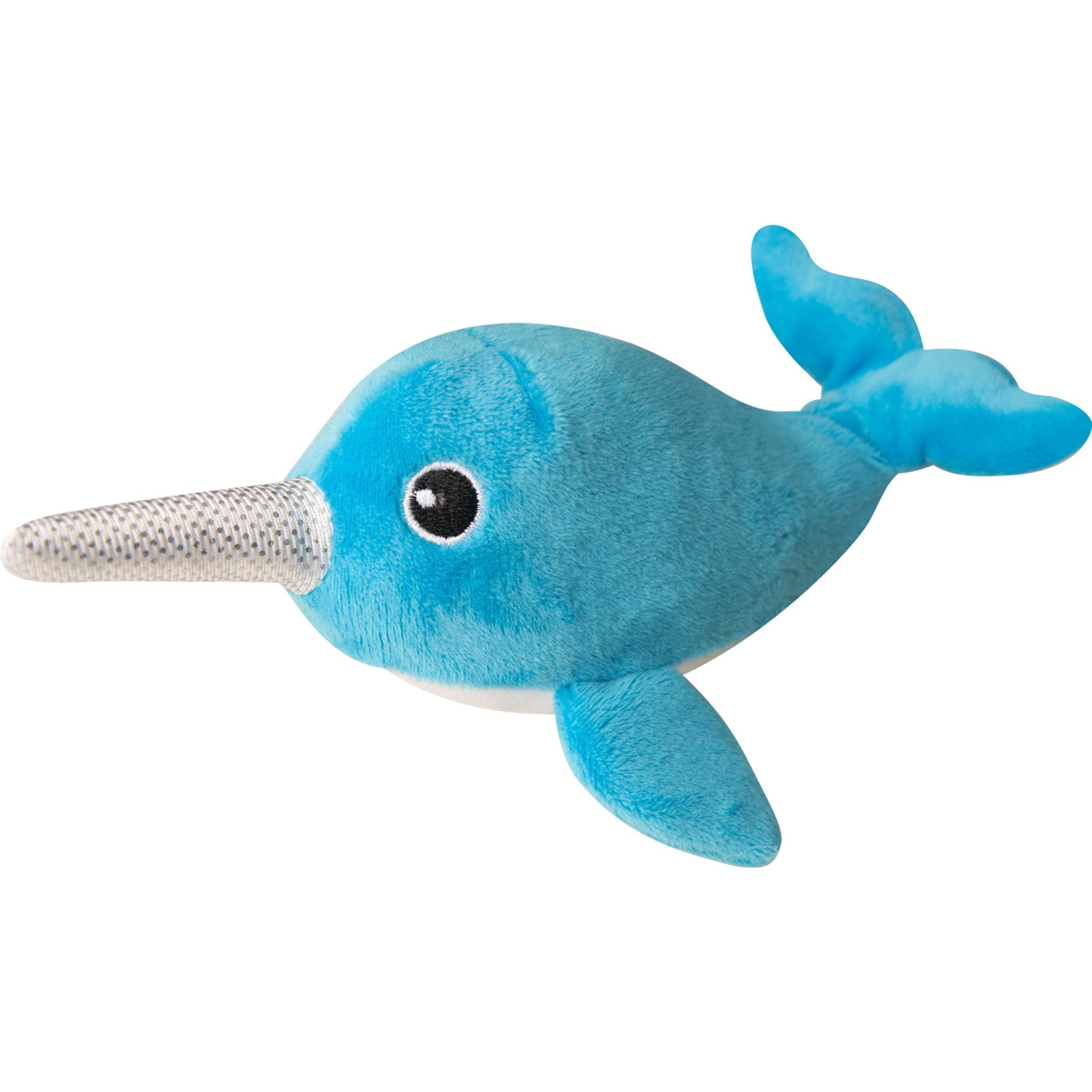 Snugarooz Baby Nikki the Narwhal Squeaky Dog Plush Toy, Blue