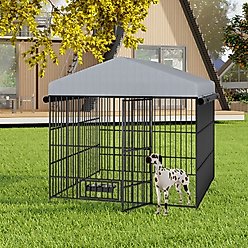 Cesicia Outdoor Dog Kennel, Black Gray, 78.7 x 78.74 x 76.42-in