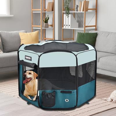 Show full view: Jespet Soft-Sided Dog & Cat Playpen, Teal, 61-in slide 6 of 8