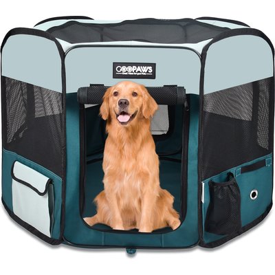 Jespet Jespet Soft-Sided Dog & Cat Playpen, Teal, 61-in