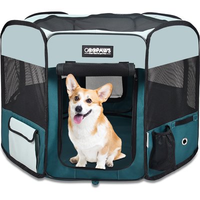 Jespet Jespet Soft-Sided Dog & Cat Playpen, Teal, 45-in