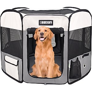 Jespet Soft-Sided Dog & Cat Playpen, Light Grey, 61-in