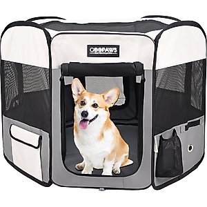 Jespet Soft-Sided Dog & Cat Playpen, Light Grey, 45-in