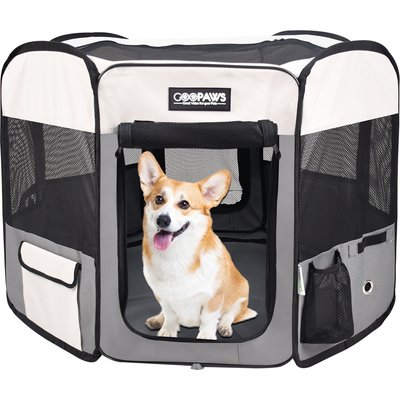 Jespet Jespet Soft-Sided Dog & Cat Playpen, Light Grey, 45-in