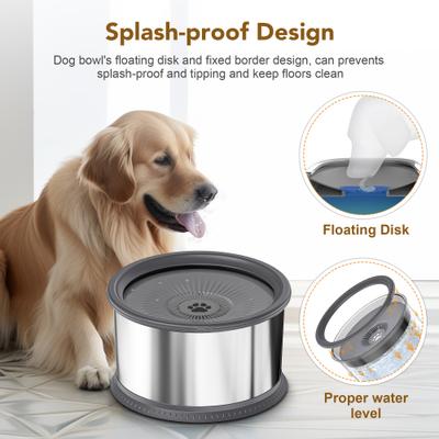 Show full view: UPSKY Non-skid Stainless Steel Slow Feeder Dog Water Bowl with Anti-Slip Mat, 1.6-gal, Grey slide 2 of 8