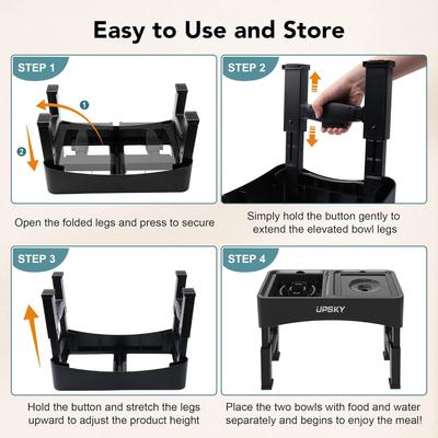 Show full view: UPSKY 2-in-1 Adjustable Raised Non-Skid Slow Feeder Dog Bowls, Black slide 6 of 10