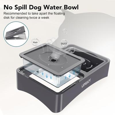Show full view: UPSKY 2-in-1 Adjustable Raised Non-Skid Slow Feeder Dog Bowls, Grey slide 6 of 11