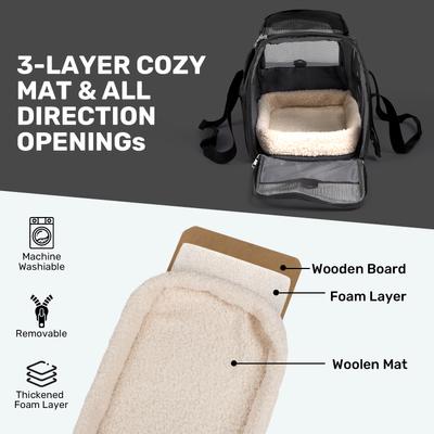 Show full view: Niubya Soft-Sided Washable Airline-Approved Dog & Cat Carrier, Black, 16-in slide 5 of 9