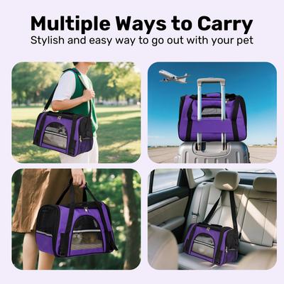 Show full view: Niubya Soft-Sided Washable Airline-Approved Dog & Cat Carrier, Purple, 16-in slide 7 of 9