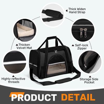 Show full view: Niubya Soft-Sided Washable Airline-Approved Dog & Cat Carrier, Black, 16-in slide 4 of 9