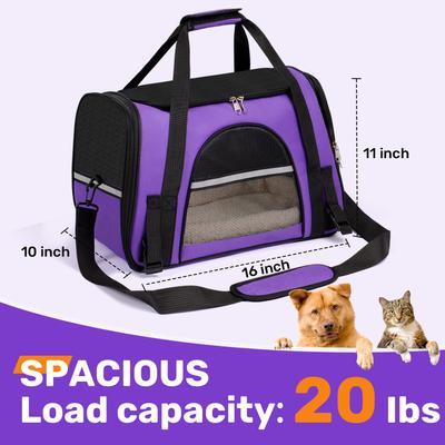 Show full view: Niubya Soft-Sided Washable Airline-Approved Dog & Cat Carrier, Purple, 16-in slide 2 of 9