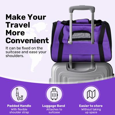 Show full view: Niubya Soft-Sided Washable Airline-Approved Dog & Cat Carrier, Purple, 16-in slide 6 of 9