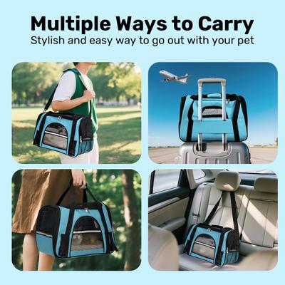 Show full view: Niubya Soft-Sided Washable Airline-Approved Dog & Cat Carrier, Blue, 16-in slide 7 of 9