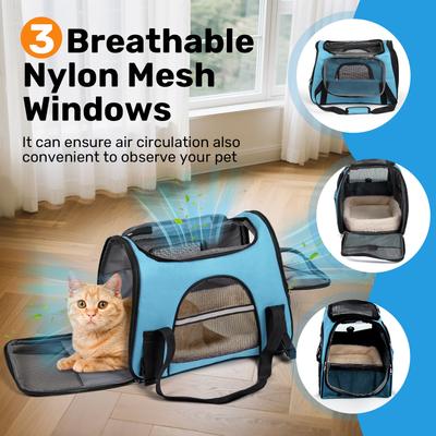 Show full view: Niubya Soft-Sided Washable Airline-Approved Dog & Cat Carrier, Blue, 16-in slide 3 of 9