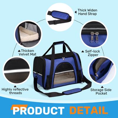 Show full view: Niubya Soft-Sided Washable Airline-Approved Dog & Cat Carrier, Dark Blue, 16-in slide 4 of 9