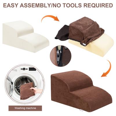 Show full view: Niubya Extra Wide Foam Dog Stairs, Brown, 2 Steps slide 4 of 7