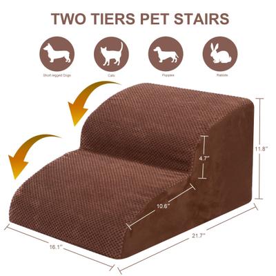 Show full view: Niubya Extra Wide Foam Dog Stairs, Brown, 2 Steps slide 2 of 7