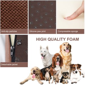 Niubya High Density Foam Extra Wide Non-Slip Bottom High Bed, Couch & Sofa Dog Stairs, Brown, 3 steps