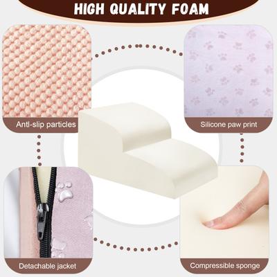 Show full view: Niubya Extra Wide Foam Dog Stairs, Pink, 2 Steps slide 3 of 7