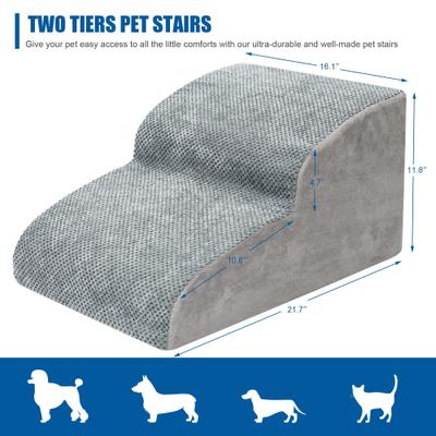Show full view: Niubya Extra Wide Foam Dog Stairs, Grey, 2 Steps slide 2 of 8