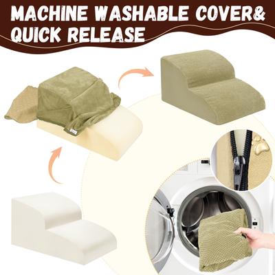 Show full view: Niubya Extra Wide Foam Dog Stairs, Camel, 2 Steps slide 4 of 7