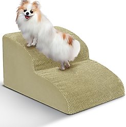 Niubya Extra Wide Foam Dog Stairs, Camel, 2 Steps