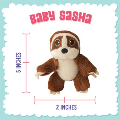 Show full view: Snugarooz Baby Sasha the Sloth Squeaky Dog Plush Toy, Brown slide 3 of 4