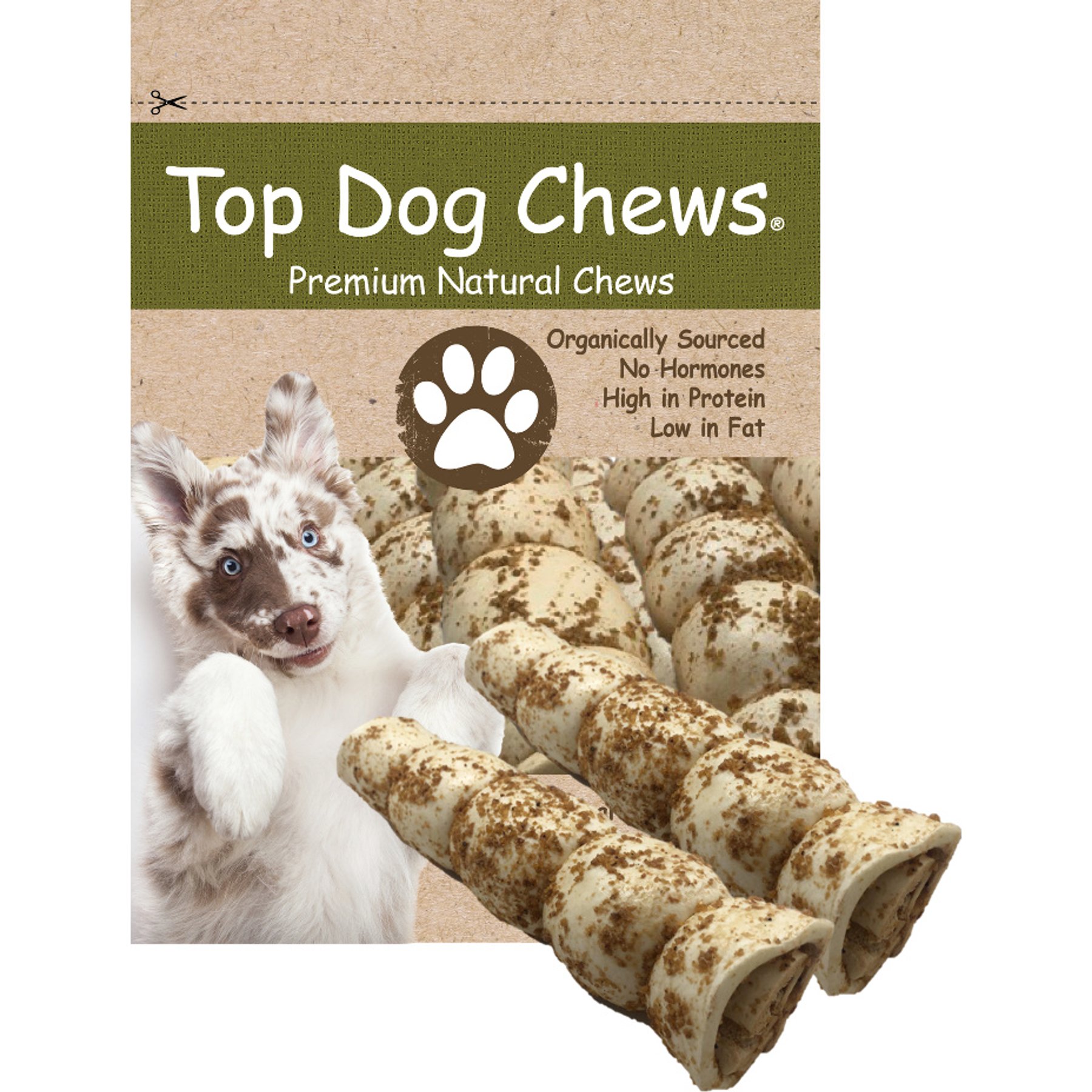 Top Dog Chews Bully Dusted 10-in Beef Cheek Rolls Dog Treats, 2 count