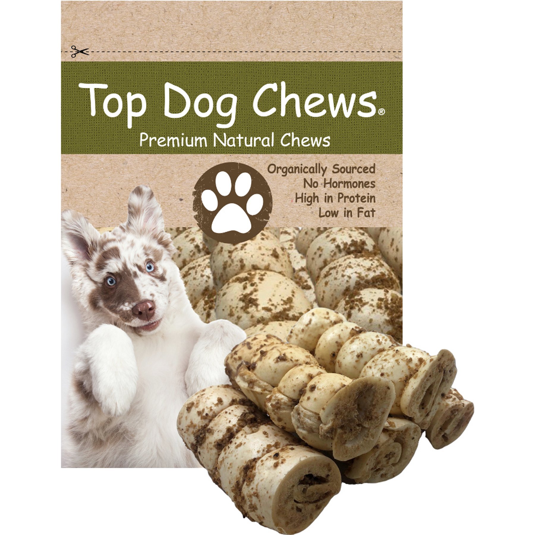 Top Dog Chews Bully Dusted 6-in Beef Cheek Rolls Dog Treats, 4 count