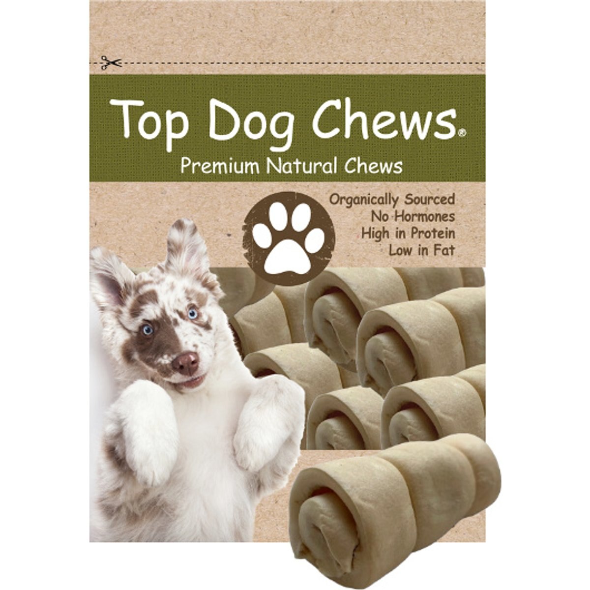 Top Dog Chews Mini Cheek Rolls Rawhide Dog Treats, 3-in, case of 5