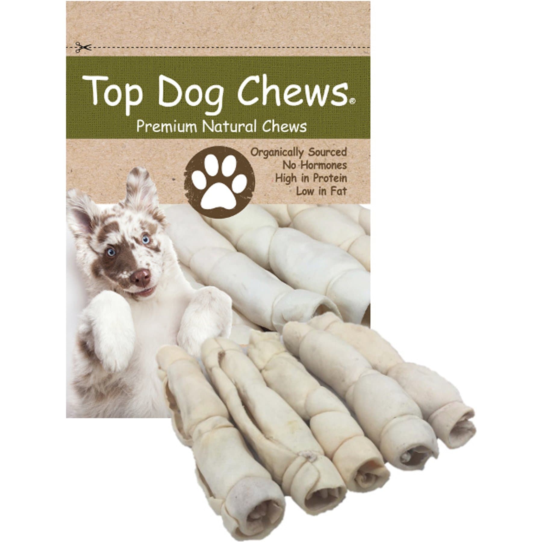 Top Dog Chews Buffalo Beef Cheek Rolls Dog Treat, 5 count, 10-12 inches