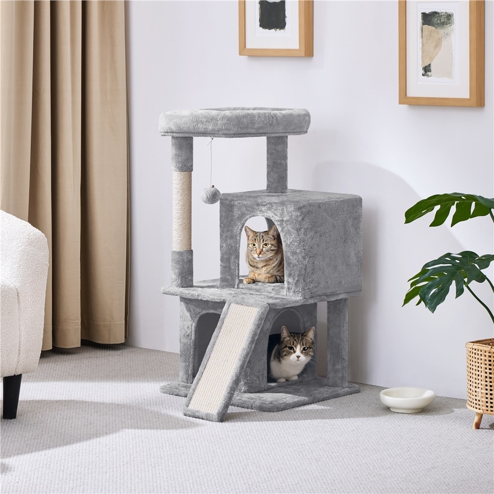 YAHEETECH Tiers 36-in Plush Cat Tower with Double Cat Condo
