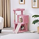 Yaheetech 3 Tiers 36-in Plush Cat Tower with Double Cat Condo, Pink, Large